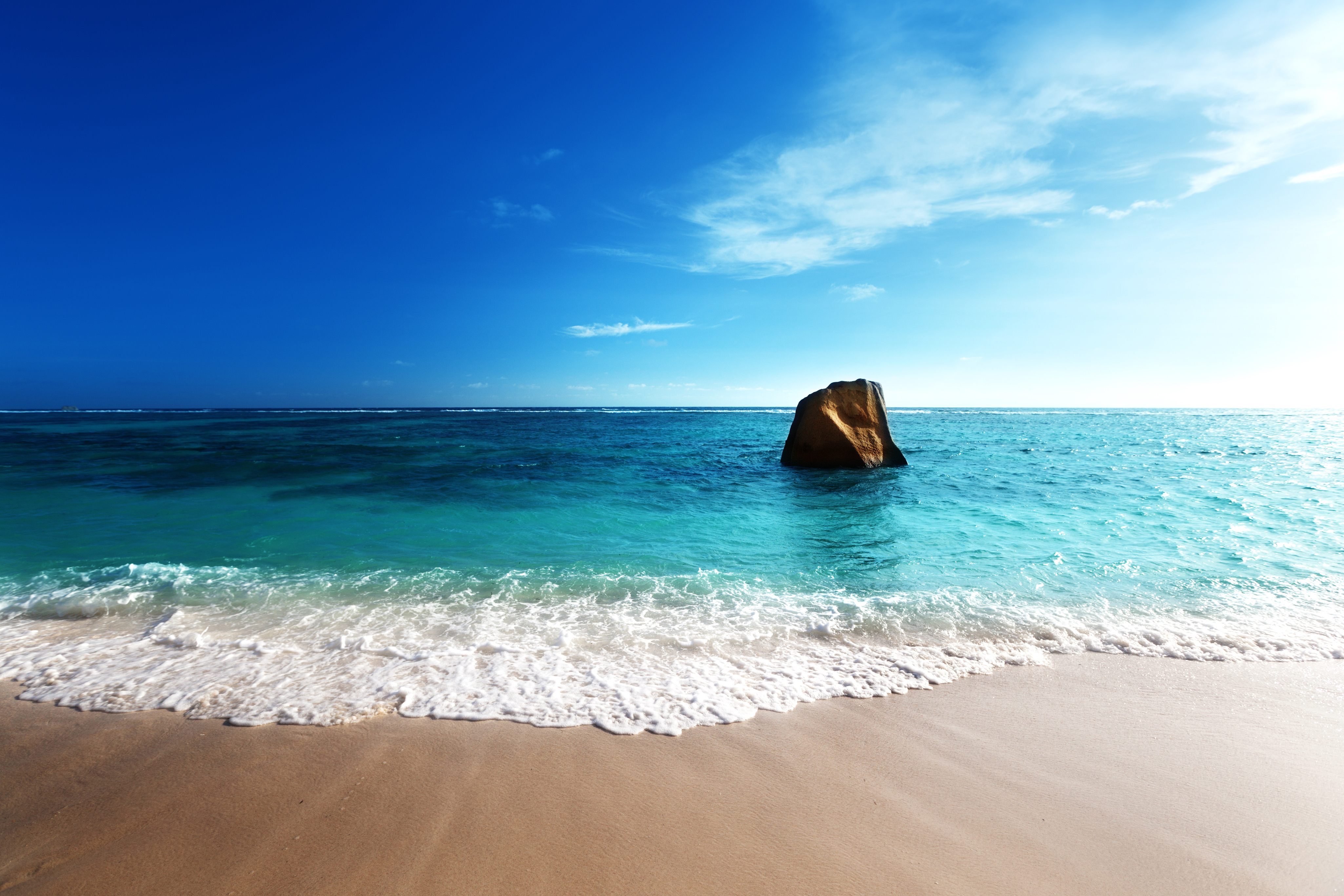 sunset on the beach, Anse Source d'Argent, La Digue island, Seyshelles